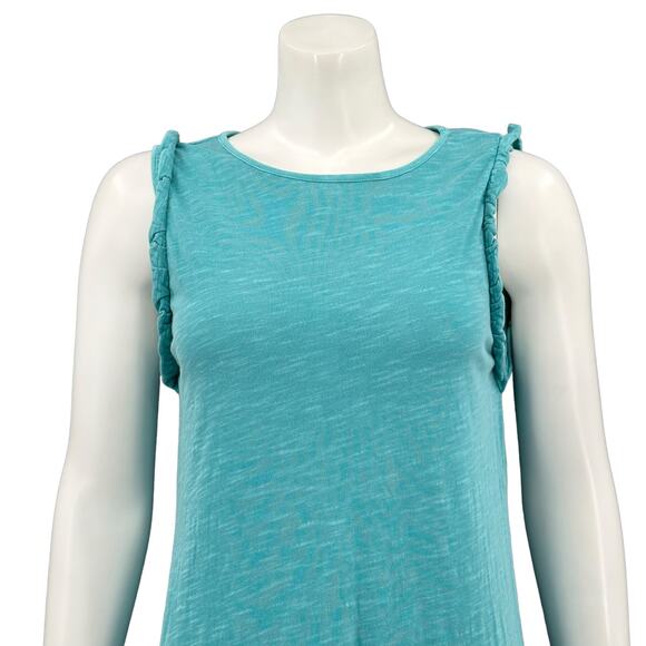 Sundance Dress Womens Medium Aqua Sleeveless 100% Cotton Ruffles Coastal Boho - Picture 2 of 7